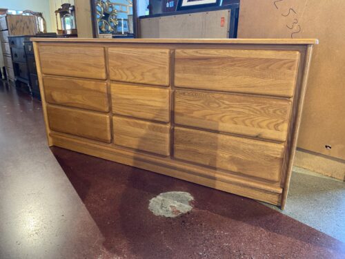 Solid Oak Made in USA Nine Drawer Dresser