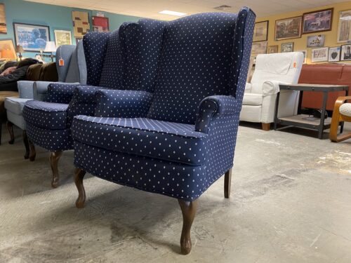 PREVUE Dark Blue Floral Upholstered Wingback Armchair