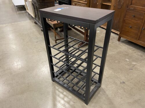 CRATE & BARREL Freestanding Wine Rack with Dark Finish Wooden Top