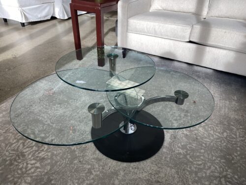 Modern 3-Tiered Glass Top Coffee Table w/ Spinning Tops