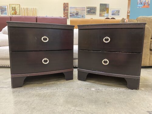 Merlot Stained Nightstand with Silver Loop Handles (Set of 2)