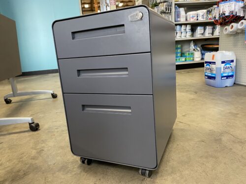 LAURA DAVIDSON Stockpile Curve Dark Grey 3 Drawer File Cabinet with Wheels and Key