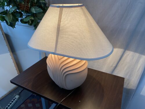 Vintage Pink Ceramic Table Lamp w/ White Shade