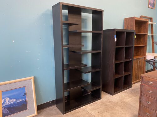 Black Asymmetrical Etagere Bookcase