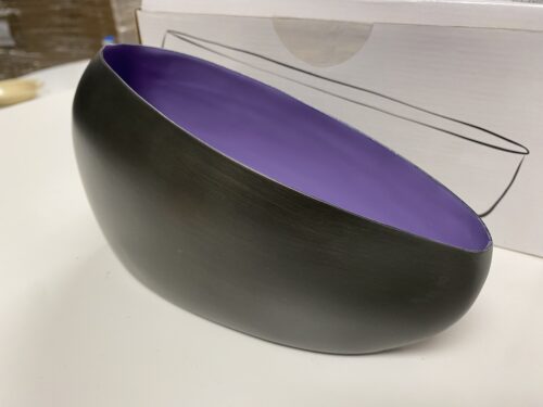 NEW! THREE BY THREE Ninyo Ellipse Vase in Violet + Brushed Zinc
