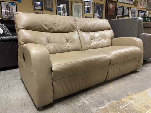 Beige Electric Reclining Loveseat