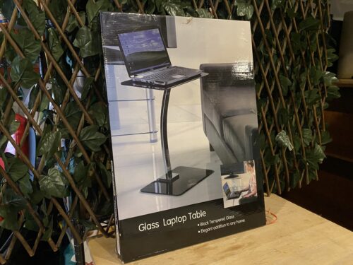 NEW! Sleek Black Glass Laptop Table