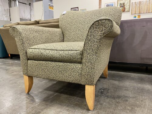 CARTER Heart Shaped Green Swirl Accent Chair