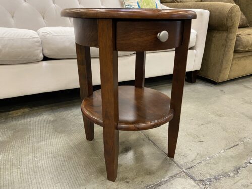 Circular Single Drawer 2 Tier End Table