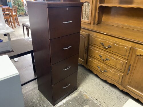 Espresso Wood 4-Drawer Filing Cabinet w/ Lockable Top Drawer
