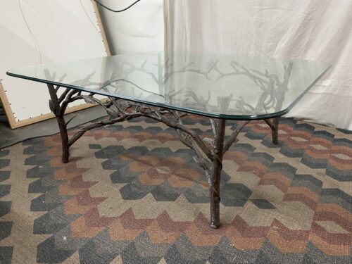 Square Wrought Iron Tree Branch Coffee Table w/ Glass Top
