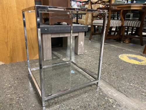 2-Tiered Chrome & Tempered Glass Accent Table