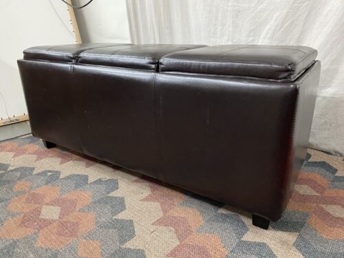 Dark Brown 3-Seat Reversible Storage Bench