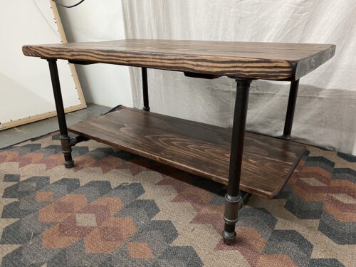Industrial Wooden 2-Tier Plank Coffee Table