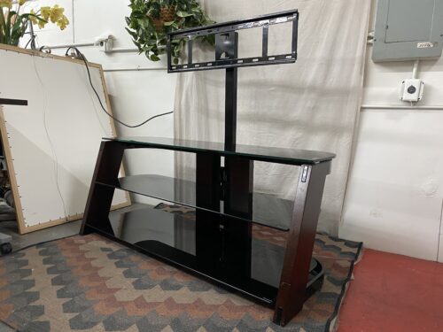 Black Glass Swivel TV Mount 3-Tier Console Table