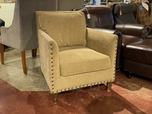 Petite Tan Stud Trim Accent Armchair
