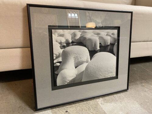"Snow Hummocks at Valley View" Print by Ansel Adams in Plains Black Frame