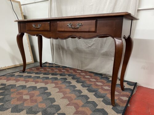 THOMASVILLE Wooden 2-Drawer Sofa Table w/ Diamond Inlay