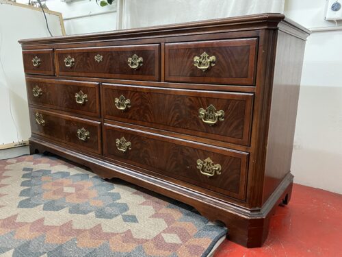 DREXEL Cherry Stained Solid Wood 7-Drawer Longboy Dresser