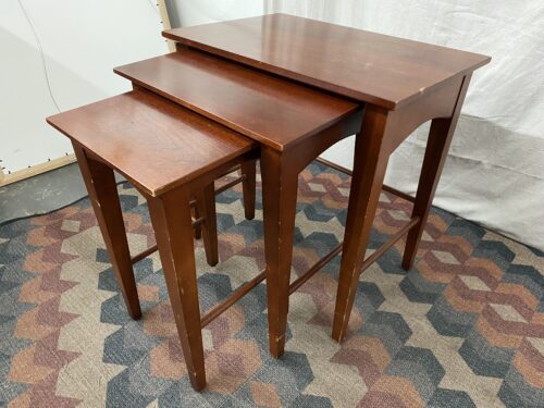 Vintage Wooden Rectangular Nesting Tables (Set of 3)