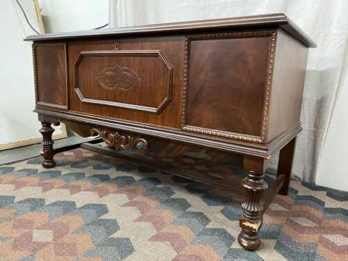 Vintage Intricately Carved Cedar Chest w/ Copper hardware