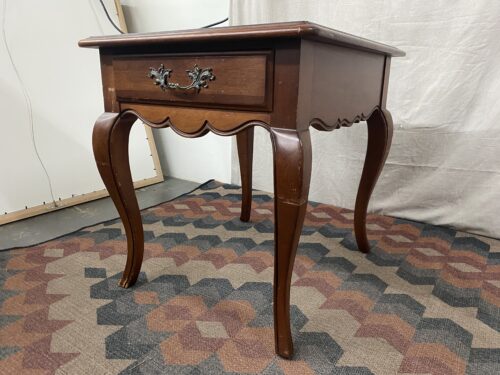 THOMASVILLE Wooden 1-Drawer Side Table w/ Diamond Inlay