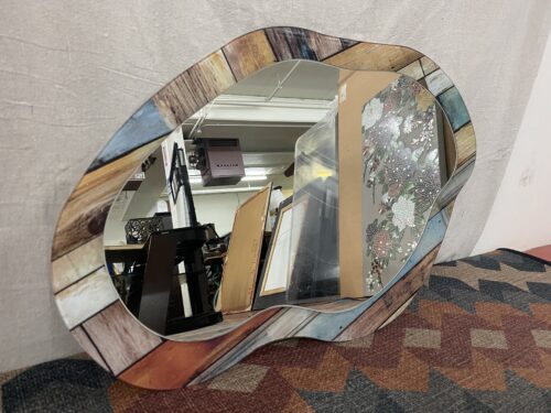 Wavy Multicolored Paneled Wall Mirror