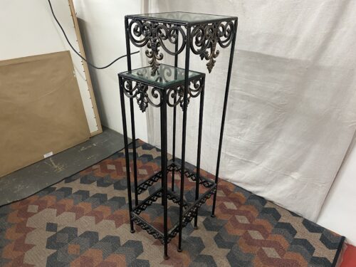 Tall Metal & Glass Nesting Tables (Set of 2)