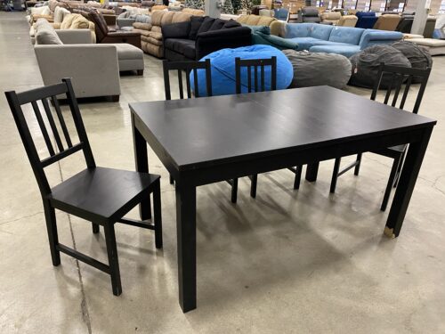 Black Dining Table with 4 Slat Back Chairs
