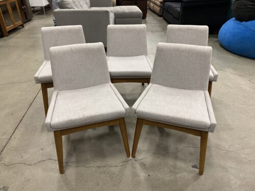 BAXTON STUDIO Mid-Century Modern Nexus Walnut Finished Dining Chair with Light Grey fabric (Set of 5)