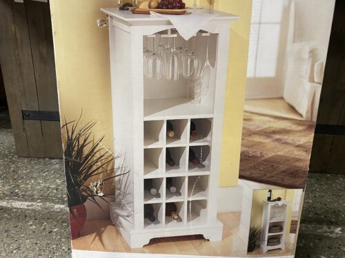 NEW! FURIO HOME White Wooden 12 Bottle Wine Cabinet
