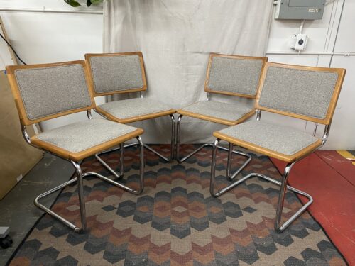 Vintage Marcel Breuer Cesca Grey Upholstered Chairs (Set of 4)