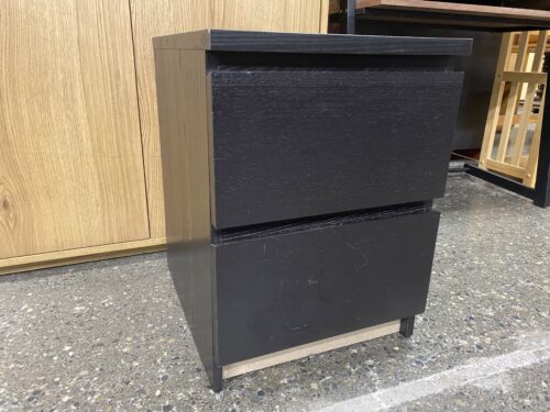 Modern Black 2-Drawer Closed Nightstand