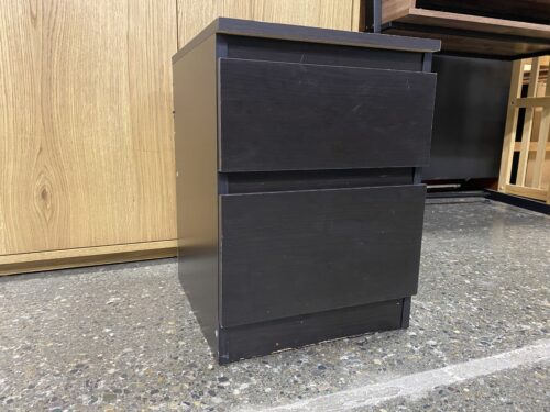 Modern Black 2-Drawer Miniature Nightstand