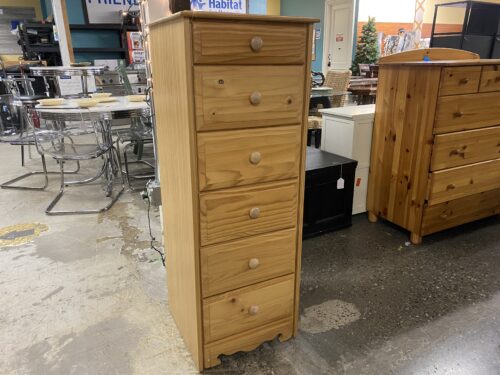Natural Wood 6-Drawer Tall Narrow Dresser