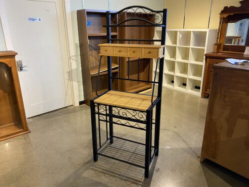 Industrial Wood and Metal Bakers Rack