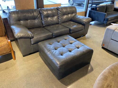 Three Seater Tufted Couch with Matching Ottoman