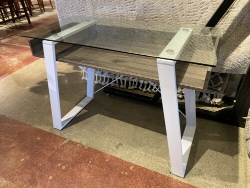 Glass Top Desk with a Display Shelf