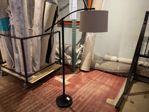 1-Light Floor Lamp with a Tan Linen Fabric Shade
