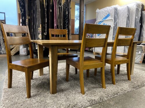 CRATE & BARREL Basque Dining Set in Light Brown w/ 5 Chairs (Set of 6)