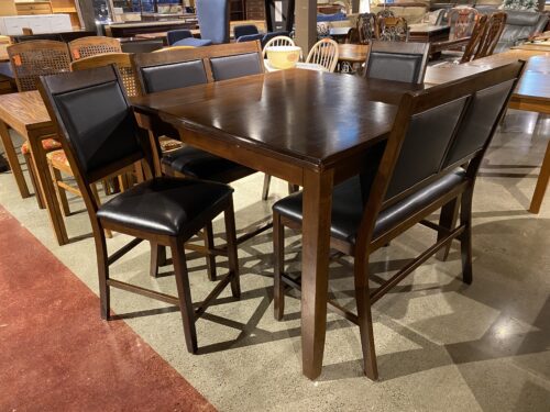 ASHLEY Square Counter Height Dining Table with Two Bench Seats and Two Single Seats