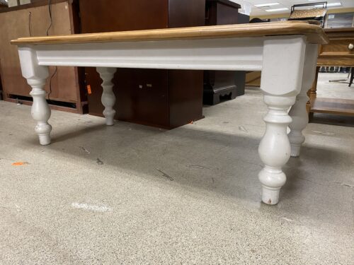 White Coffee Table w/ Natural Wood Top