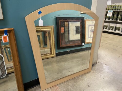 Light Wood Frame Mirror with Beveled Border