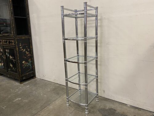 5 Tier Shelf with Tempered Glass and Metal Frame