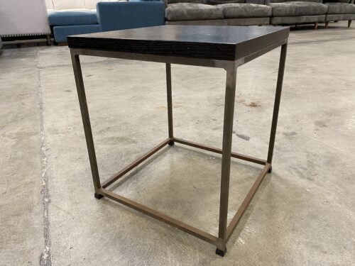 Square Open Frame End Table with Black Wood Top