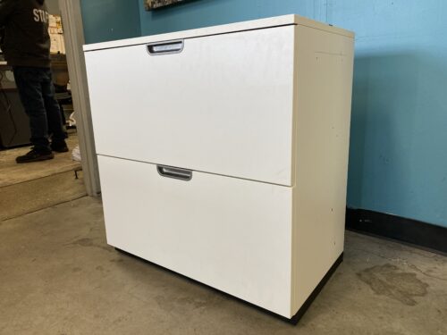 White 2 Drawer Double File Cabinet with Combination Lock