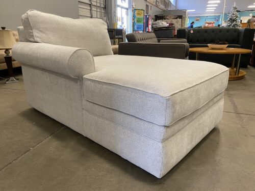 Beige Herringbone Storage Chaise