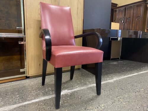 DAKOTA JACKSON Red Leather Armchair w/ Black Wood Frame
