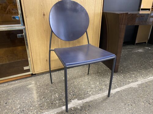 Blue Painted Wood Side Chair w/ Metal Frame