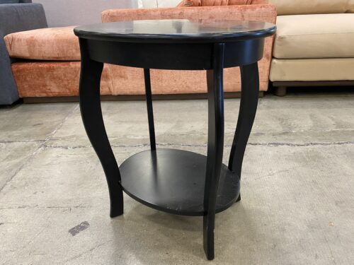 Black Oval 2 Tier Nightstand With Curved Legs